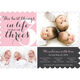 Pink Best In Threes Triplets Double Photo Birth Announcements Image 5 of 5